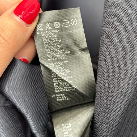 Reiss Single Breasted Suit Blazer Women’s Sz Small Navy Blue Wool Blend Lined - Picture 10 of 11